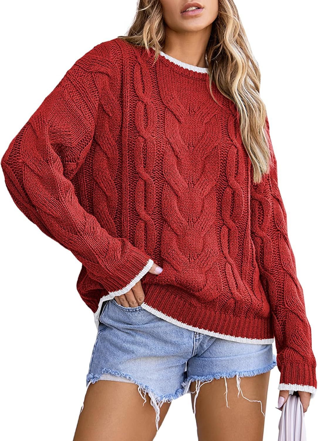 Pull en tricot pour femmes avec un motif de tresse épais Chic und Stil