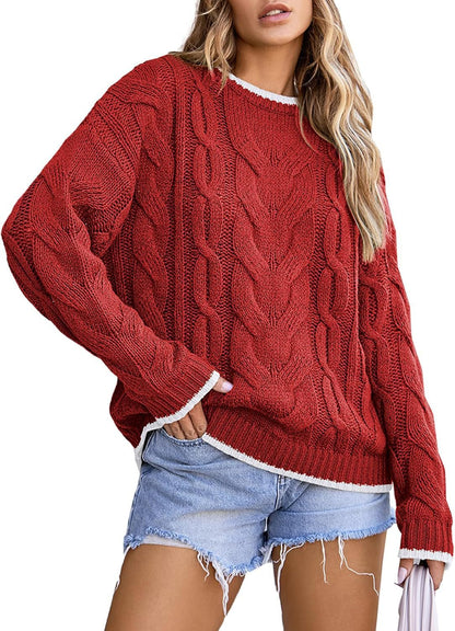Pull en tricot pour femmes avec un motif de tresse épais Chic und Stil