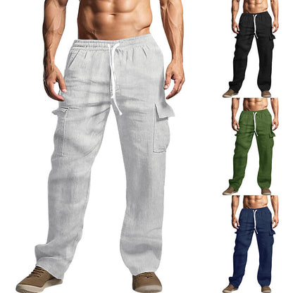 Men's cargo pants in a casual striped look with elastic waistband and practical side pockets Chic and style