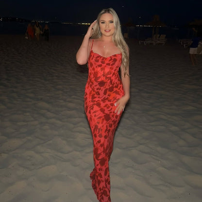 Robe maxi bodycon sans manches pour femmes avec motif floral Chic und Stil