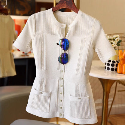 Blouse texturée à manches courtes pour femmes Chic und Stil