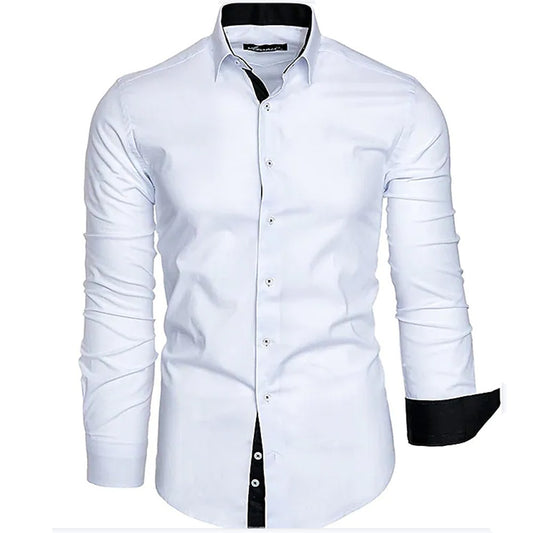 Chemise élégante à manches longues pour homme avec des poignets contrastants Chic und Stil