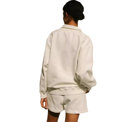 Pull-over zippé décontracté pour femmes avec col montant et coupe large Chic und Stil