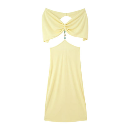 Robe maxi femme avec une découpe séduisante et des détails de volants élégants Chic und Stil