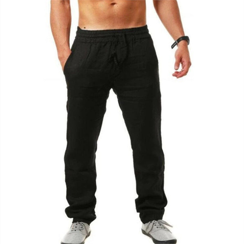 Casual linen pants for men with elastic waistband and adjustable drawstring Chic and Style