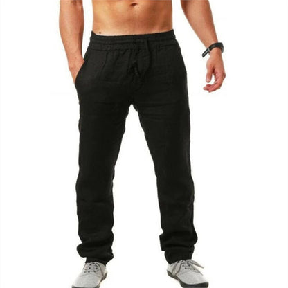 Casual linen pants for men with elastic waistband and adjustable drawstring Chic and Style