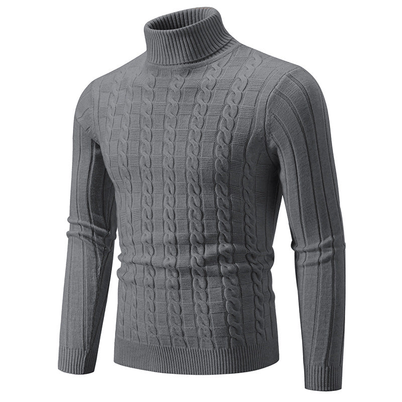 Pull en tricot pour hommes avec col montant et motif en torsades Chic und Stil