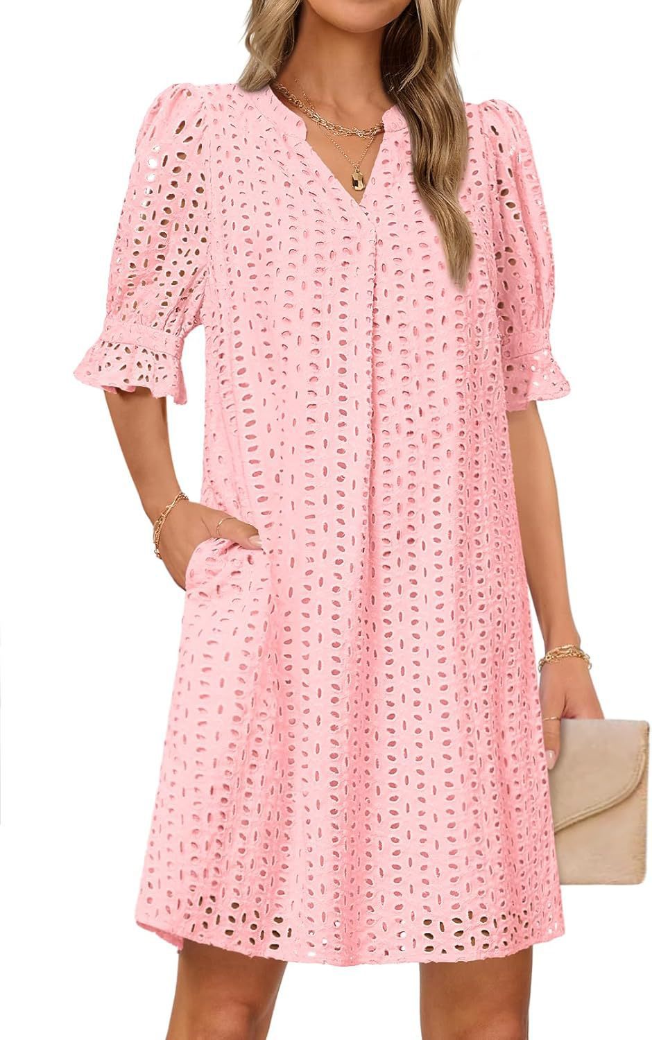 Robe d'été fluide pour femme avec des détails en dentelle élégants Chic und Stil