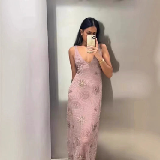Robe maxi pour femmes avec des ornements en strass excitants Chic und Stil