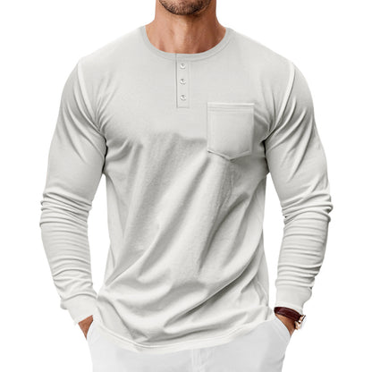 Chemise Henley à manches longues pour hommes avec poche poitrine pratique et détails de boutons tendance Chic und Stil