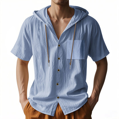 Chemise décontractée à manches courtes pour hommes avec capuche et patte de boutonnage Chic und Stil