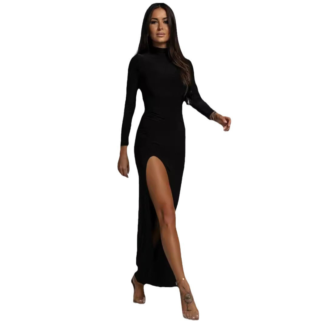 DAMES ÉLÉGANT MAXI ROBE AVEC FOYER HAUT Chic und Stil