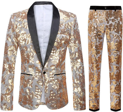 Costume élégant en velours pour hommes avec motif en sequins brillants Chic und Stil