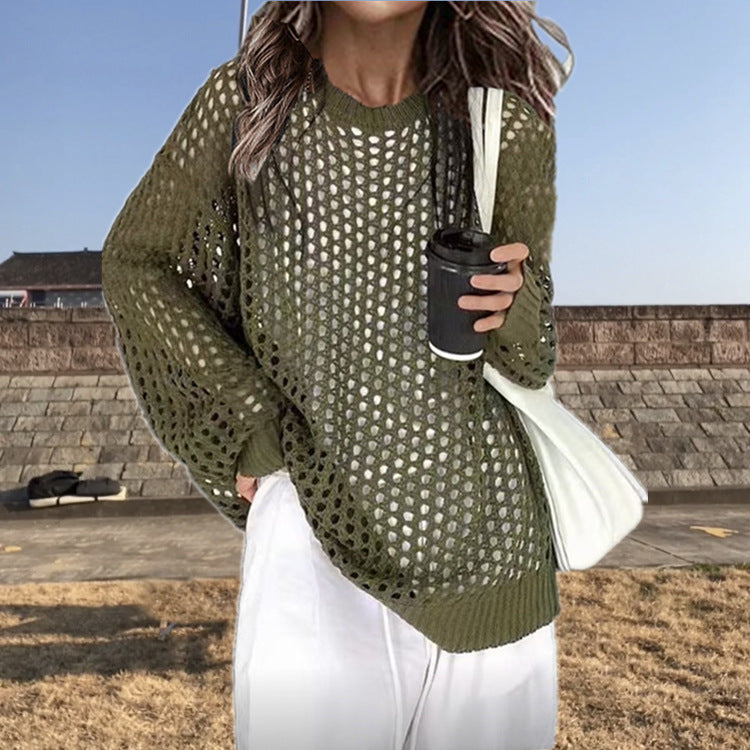 Pull en tricot léger pour femmes avec motif ajouré et coupe ample Chic und Stil