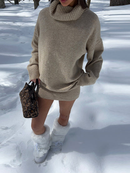 Pull oversized en tricot pour femmes avec col montant Chic und Stil