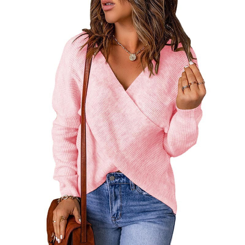Pull-over décontracté pour femmes avec décolleté en V profond et tissu texturé Chic und Stil