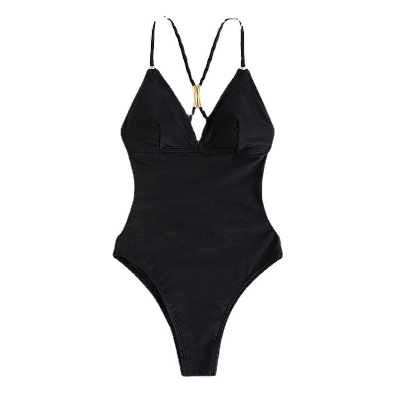 Dames Bretelles V Décolleté Maillot de Bain Chic und Stil