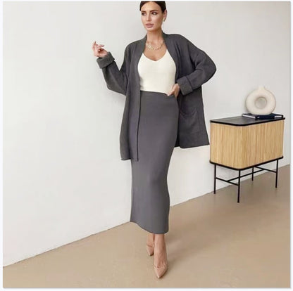 Dames Ensemble en tricot élégant avec fentes au dos et coupe décontractée Chic und Stil