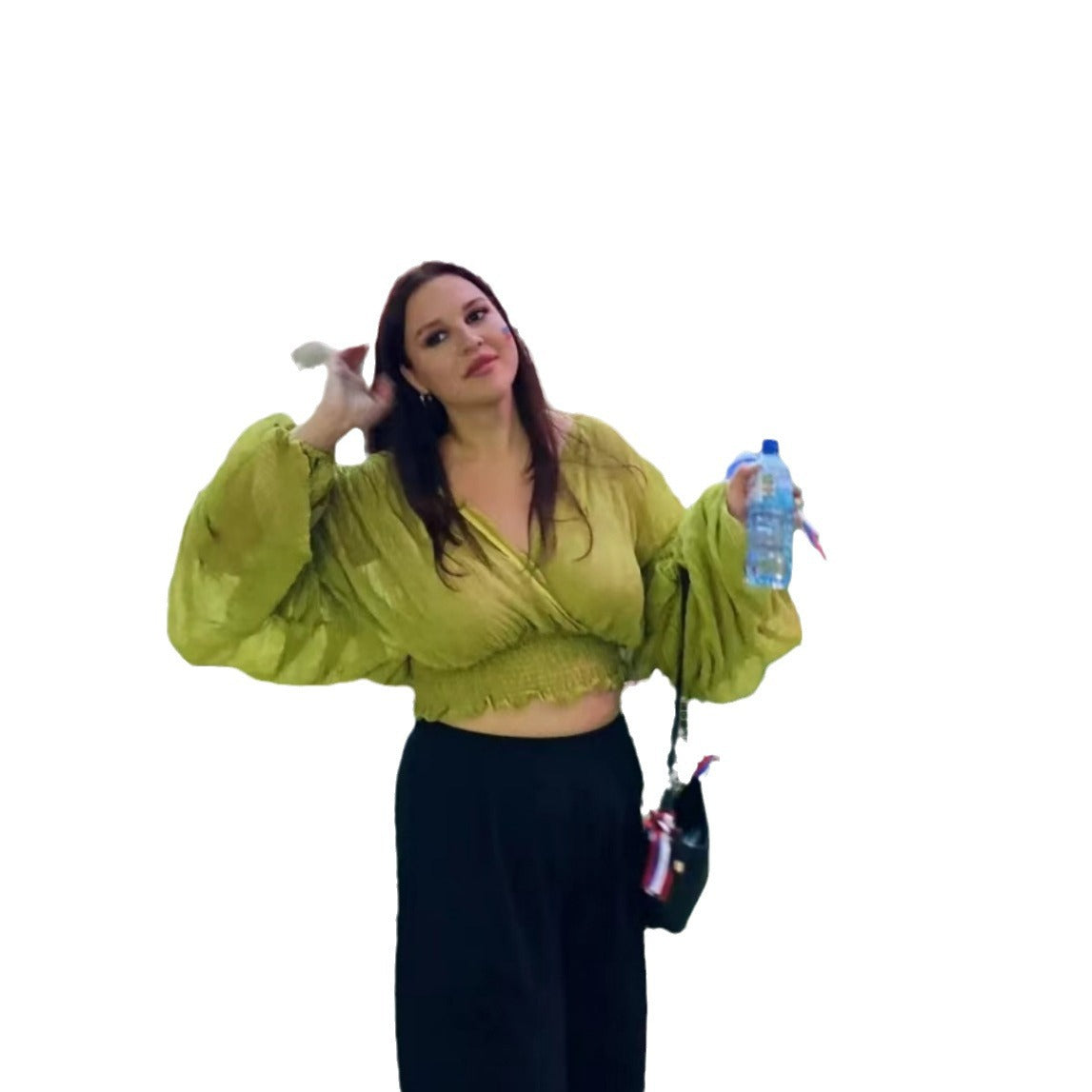 Blouse drapée pour femmes avec des manches volumineuses et un design élégant Chic und Stil