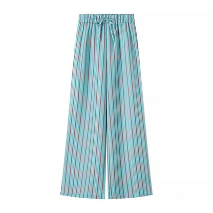Wide striped pants for women with elastic waistband and tie belt Chic and Style