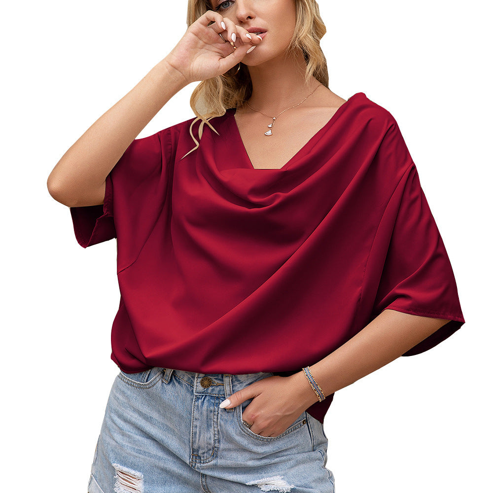 Blouse Décorative à Col en V pour Femmes avec Ourlet Asymétrique Chic und Stil
