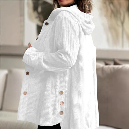 Dames décontractées capuche en tricot côtelé Chic und Stil