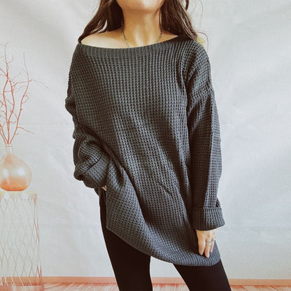 Pull en tricot décontracté pour femmes avec une coupe ample et un design de dos ouvert Chic und Stil