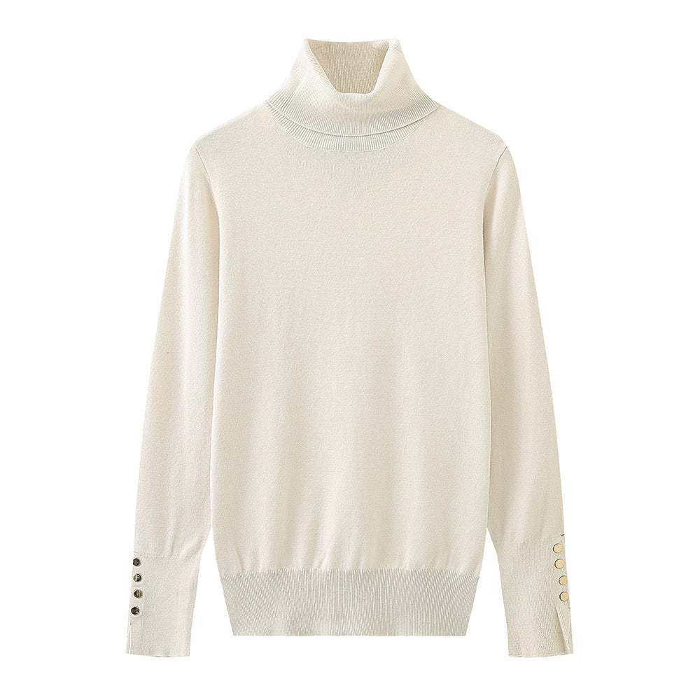 Pull à col roulé pour dames avec des détails de boutons élégants Chic und Stil