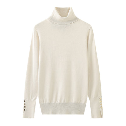 Pull à col roulé pour dames avec des détails de boutons élégants Chic und Stil