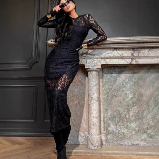 Dames Robe Maxi Élégante en Dentelle Chic und Stil