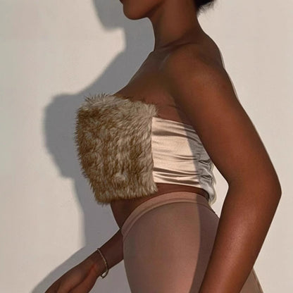 Dames Bustier en fausse fourrure élégante Chic und Stil