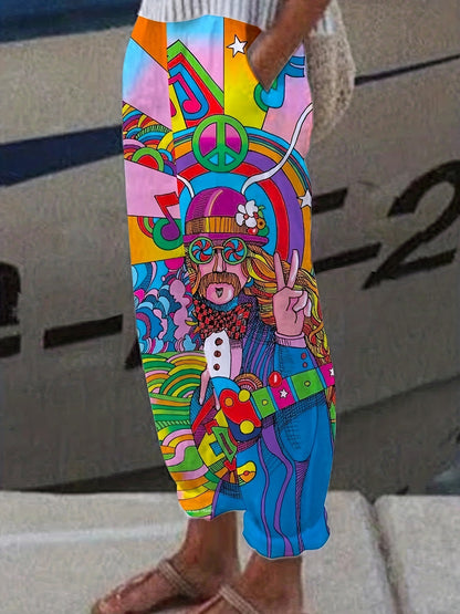 Comfortable casual pants for women with colorful graphic design Chic and Style