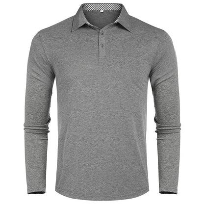 Long Sleeve Polo for Men in Breathable Material Chic und Stil