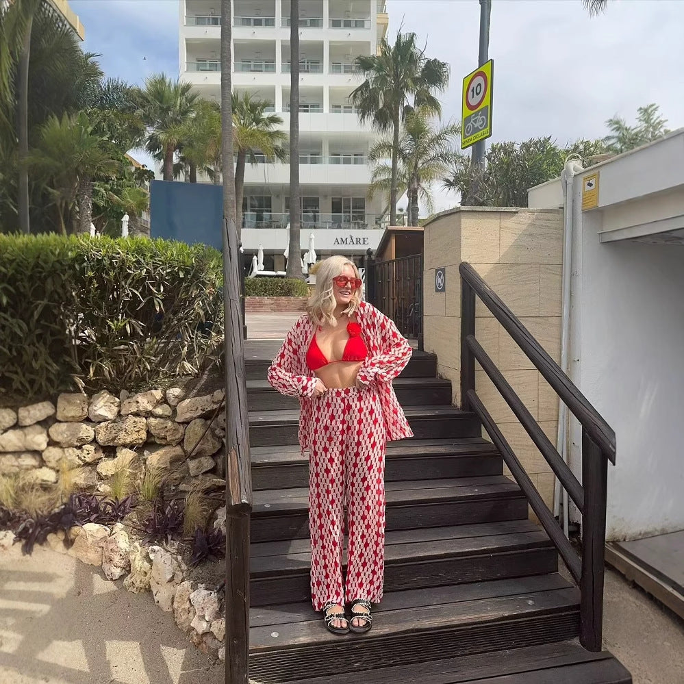 Wide Palazzo Pants for Women with Modern Geometric Pattern Chic and Style