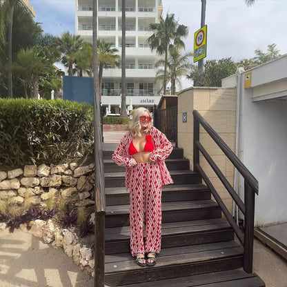 Wide Palazzo Pants for Women with Modern Geometric Pattern Chic and Style