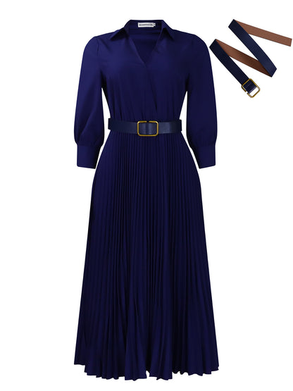 Robe portefeuille plissée pour femmes avec ceinture et joli col Chic und Stil