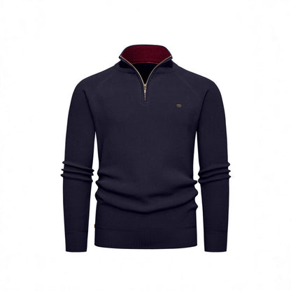 Knitted pullover for men with a high collar and zipper Chic und Stil