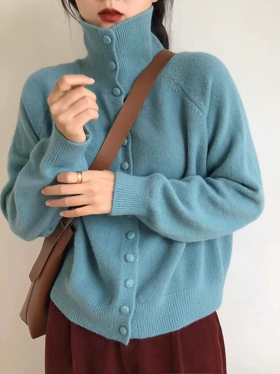 Dames cardigan avec col montant et boutons décoratifs Chic und Stil