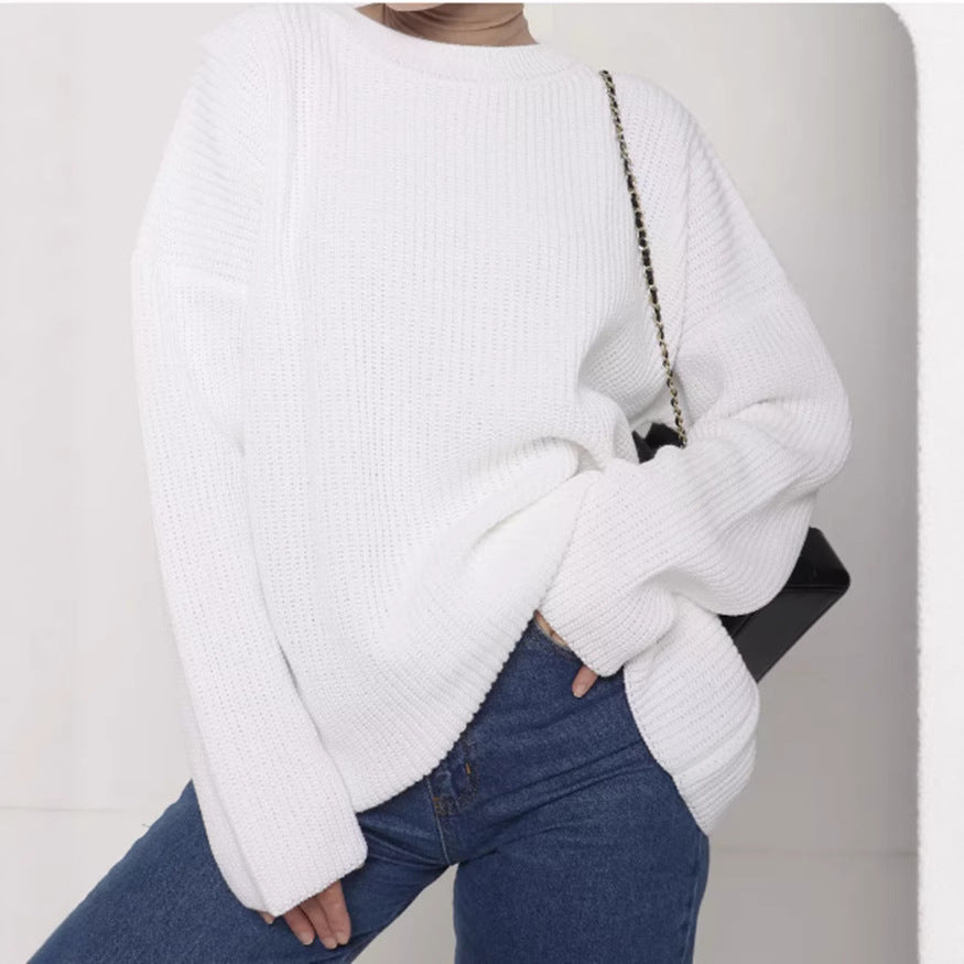 Femmes pull en gros tricot décontracté avec des manches larges et une coupe moderne Chic und Stil