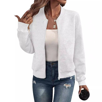 Casual bomber jacket for women with a fine texture design and practical pockets Chic and Style