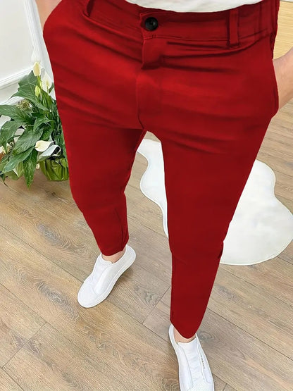 Trendy slim-fit pants for men with elastic waistband and practical pockets Chic and Style