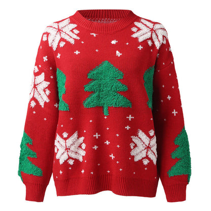 Pull Noël pour dames avec design d'arbre saisonnier et coupe décontractée Chic und Stil