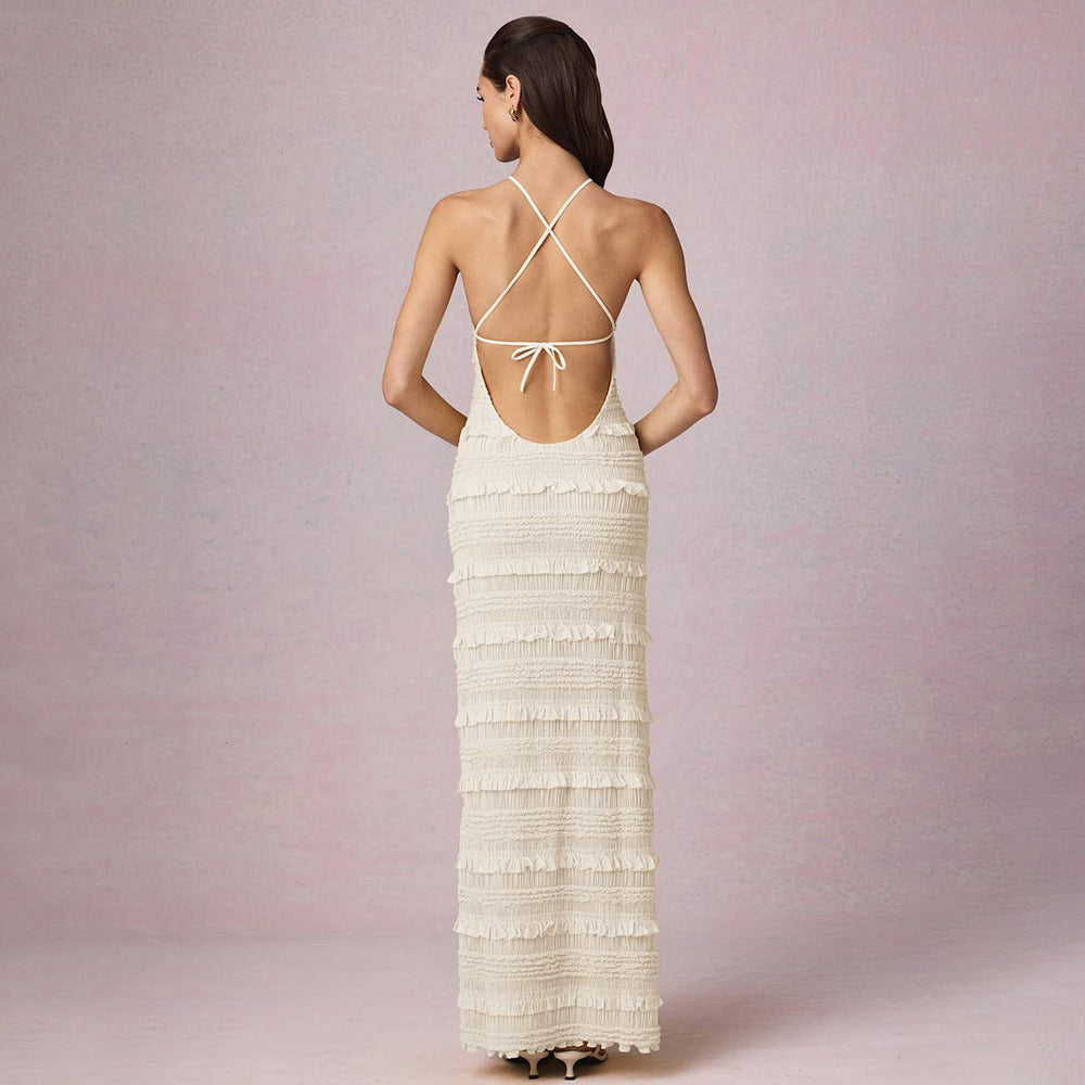 Robe maxi pour femmes avec détails en volants et coupe élégante Chic und Stil