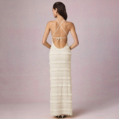 Robe maxi pour femmes avec détails en volants et coupe élégante Chic und Stil