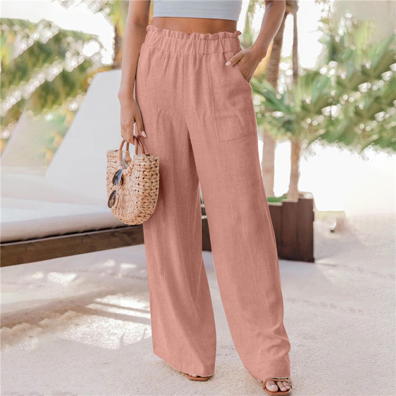 Wide palazzo pants for women with elastic waistband and practical pockets Chic and Style