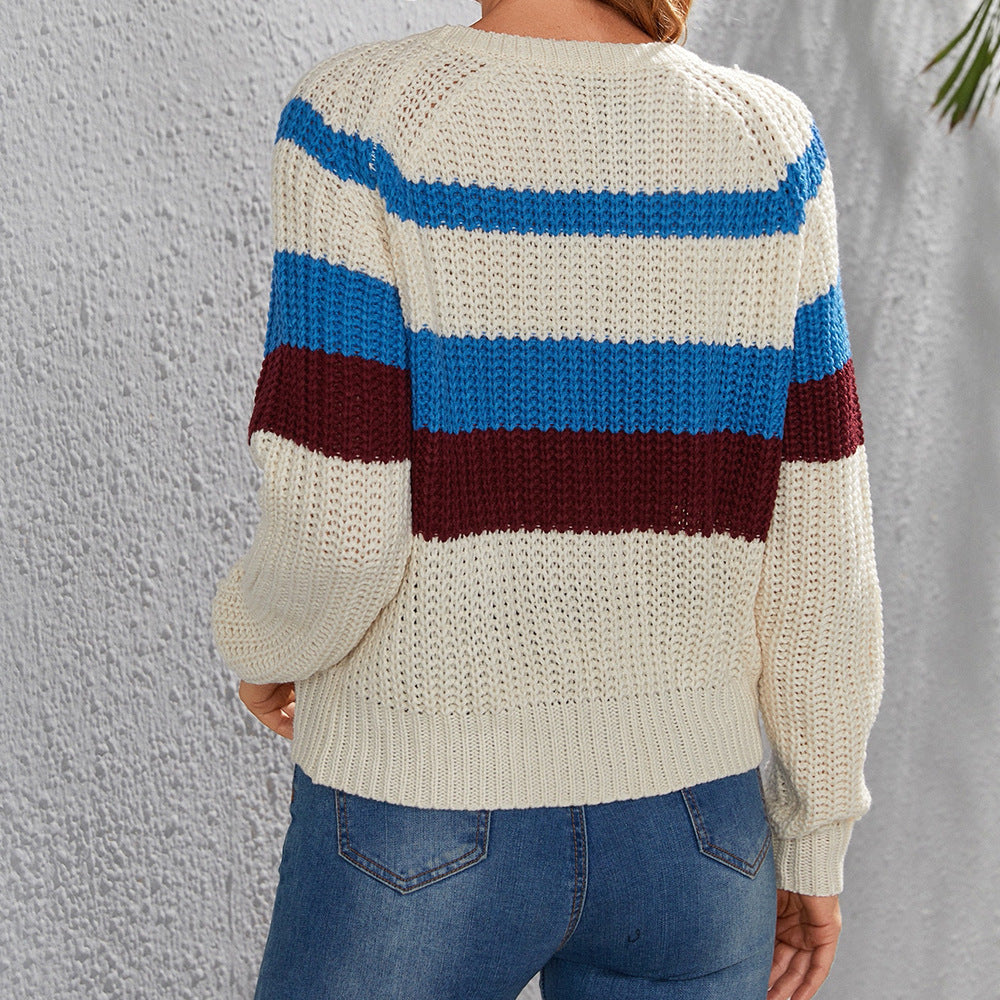 Pull en coton pour femmes avec des rayures modernes et un col rond Chic und Stil
