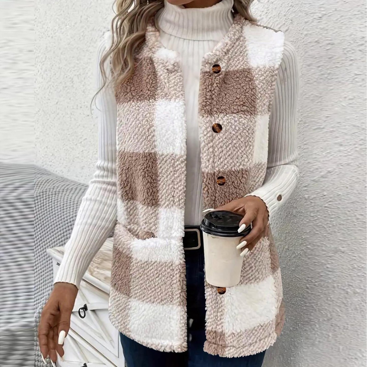 Dames Gilet en Tartan Douillet Chic und Stil