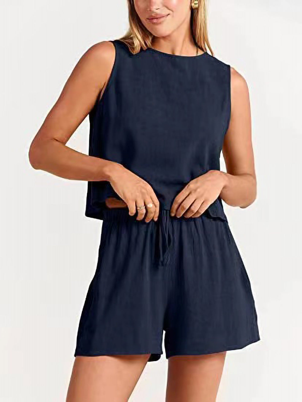 Dames Détente Ajustée Deux-Pièces Ensemble Shorts Chic und Stil