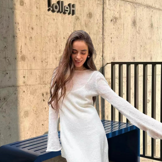Femmes Élégante robe en tricot à coupe ample et manches longues Chic und Stil