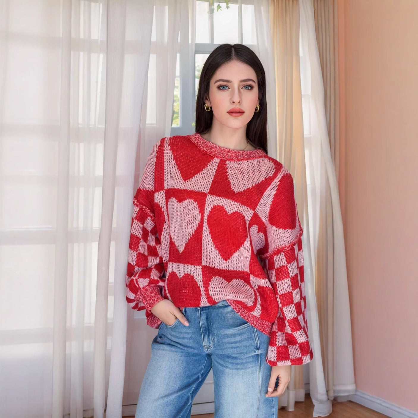Pull en tricot à motifs de cœur pour femmes Chic und Stil
